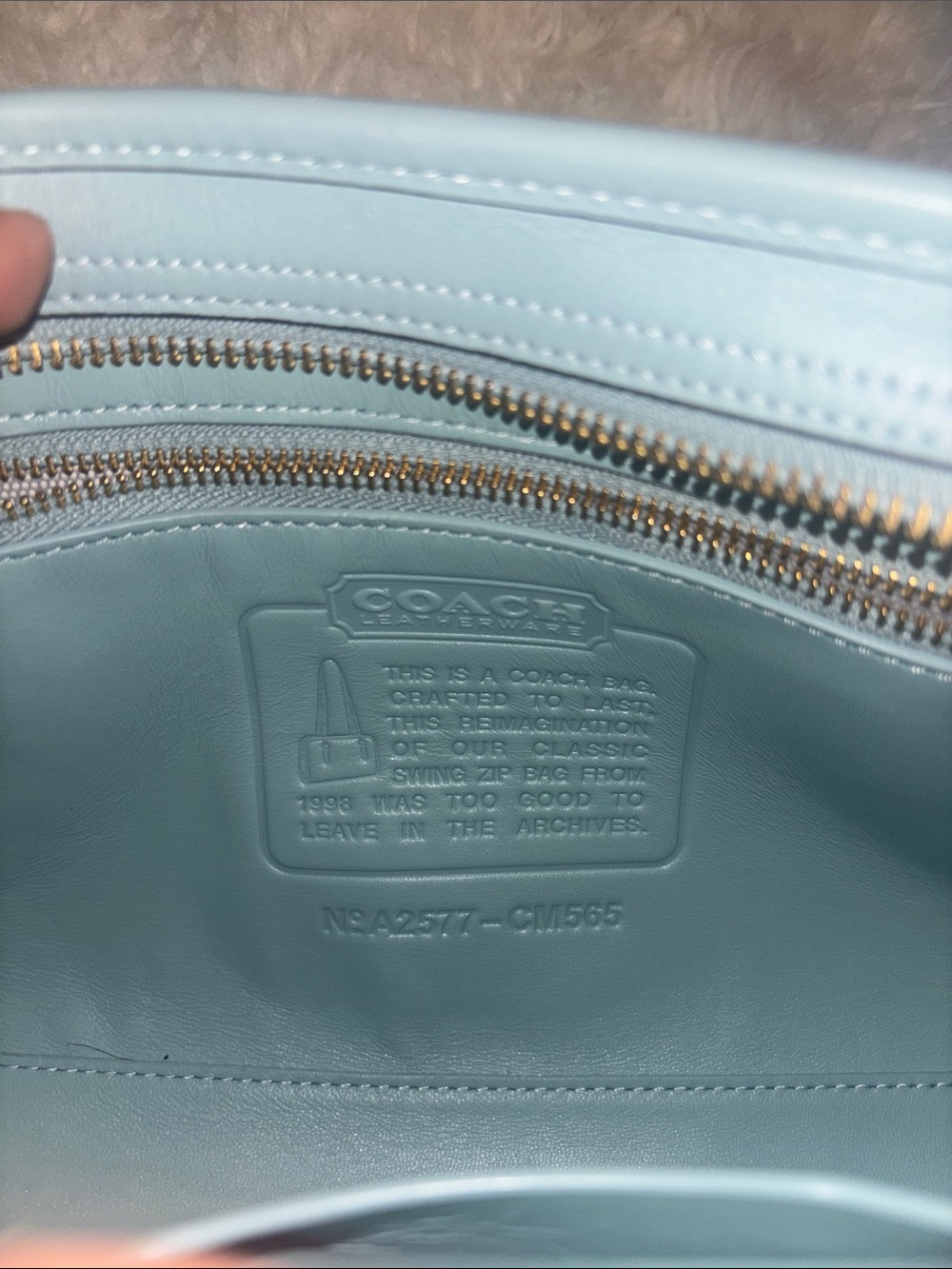 Coach Light Blue Tote Swing Zip Bag - Picture 2 of 5